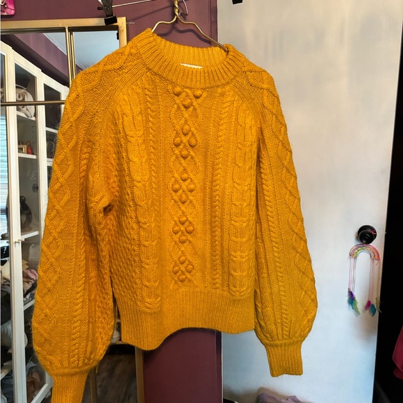 DEMYLEE X JCREW Like New Mohair Wool balloon sleeve cable knit sweater XS ! - Picture 2 of 5